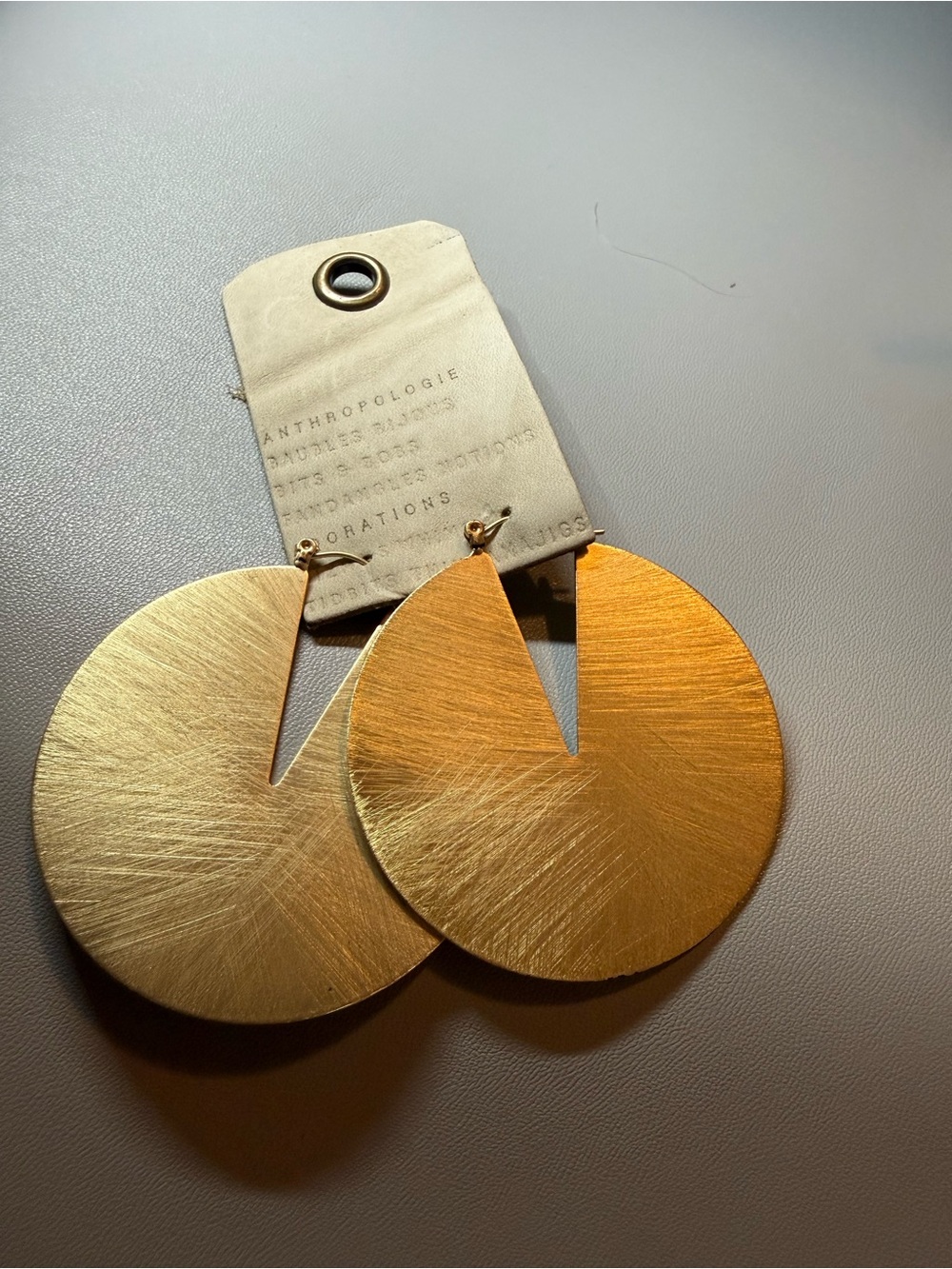 Anthropologie Gold-Tone Oversized Disc Hoop Earrings 🗽